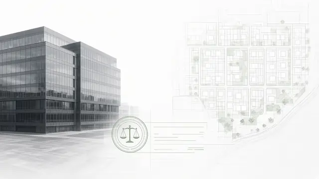 Иллюстрация: здание, план участка и весы
